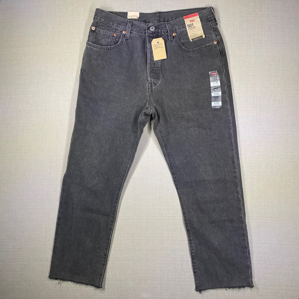 Levis 501 Original Cropped Gray High Rise Straight Leg Jeans 36200-0211 W31 L26